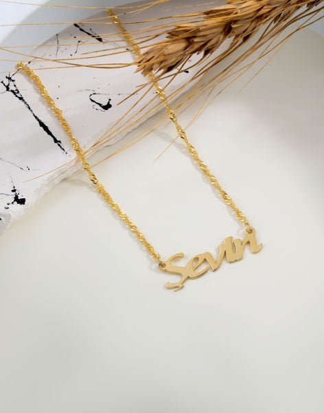 Singapur Zincirli Gümüş İsimli Kolye