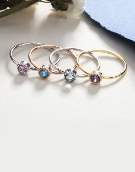 Doğum Taşlı Zarif Gümüş Yüzük