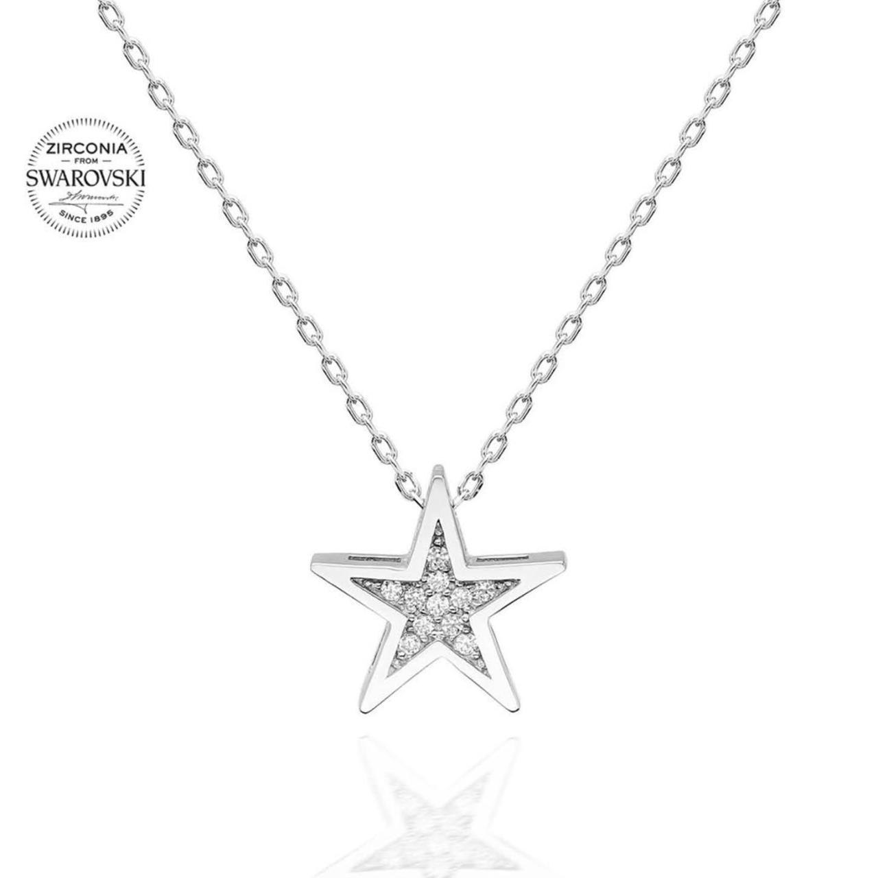 Swarovski Taşlı Yıldız Gümüş Kolye