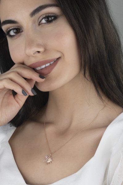 925 Ayar Gümüş Kar Tanesi - Güneş Kolye