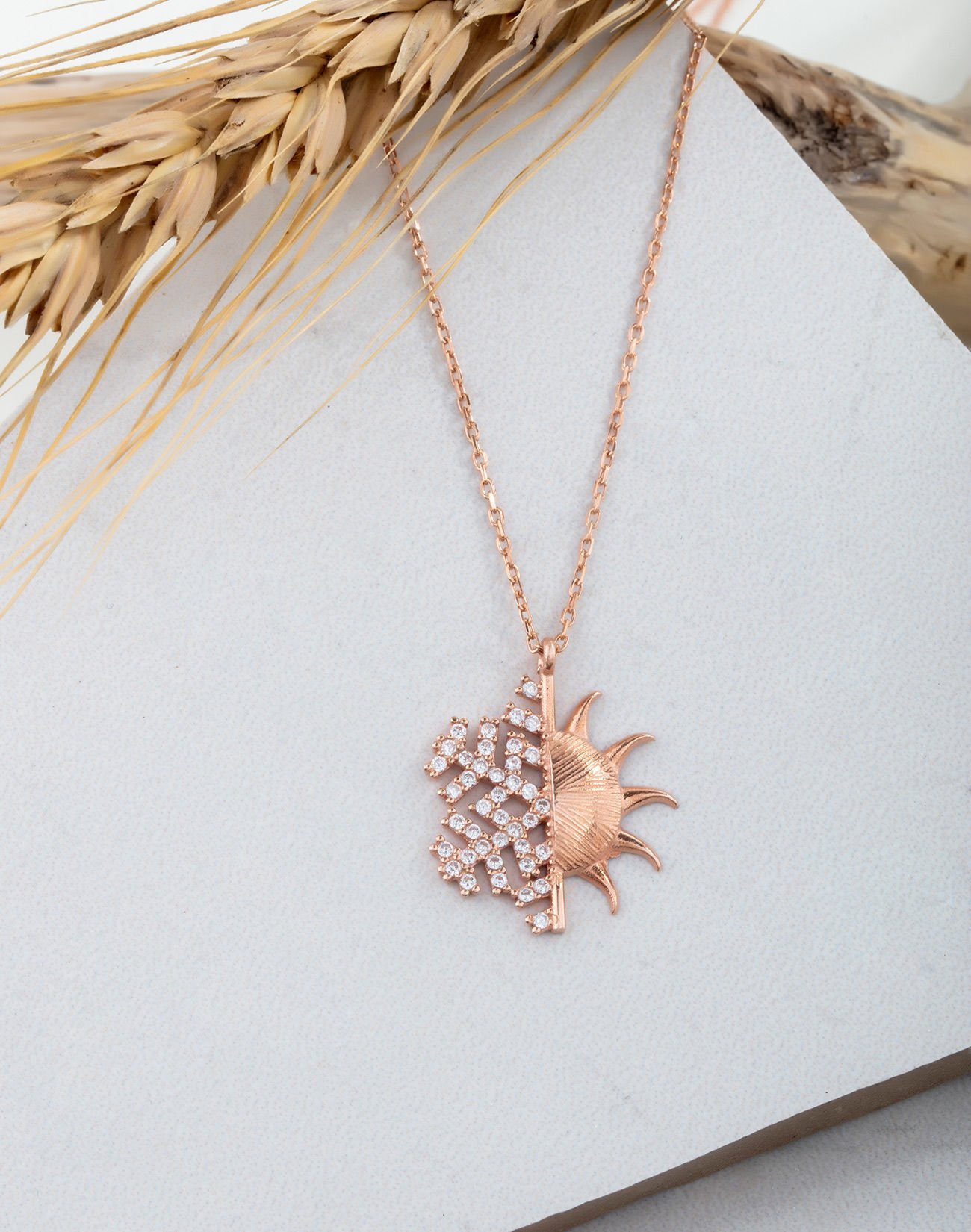 925 Ayar Gümüş Kar Tanesi - Güneş Kolye