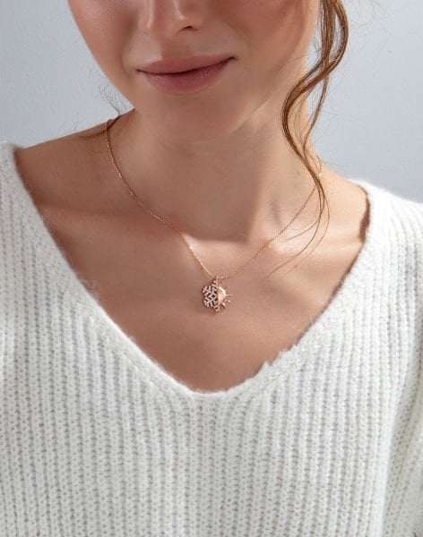 925 Ayar Gümüş Kar Tanesi - Güneş Kolye