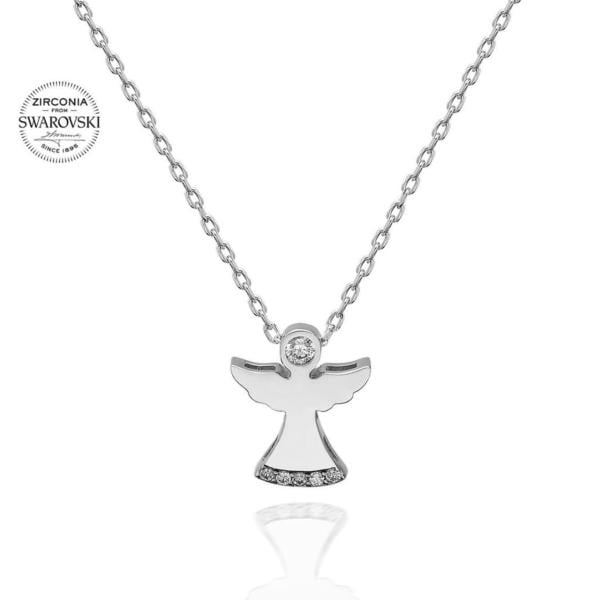 Swarovski Taşlı Melek Gümüş Kolye
