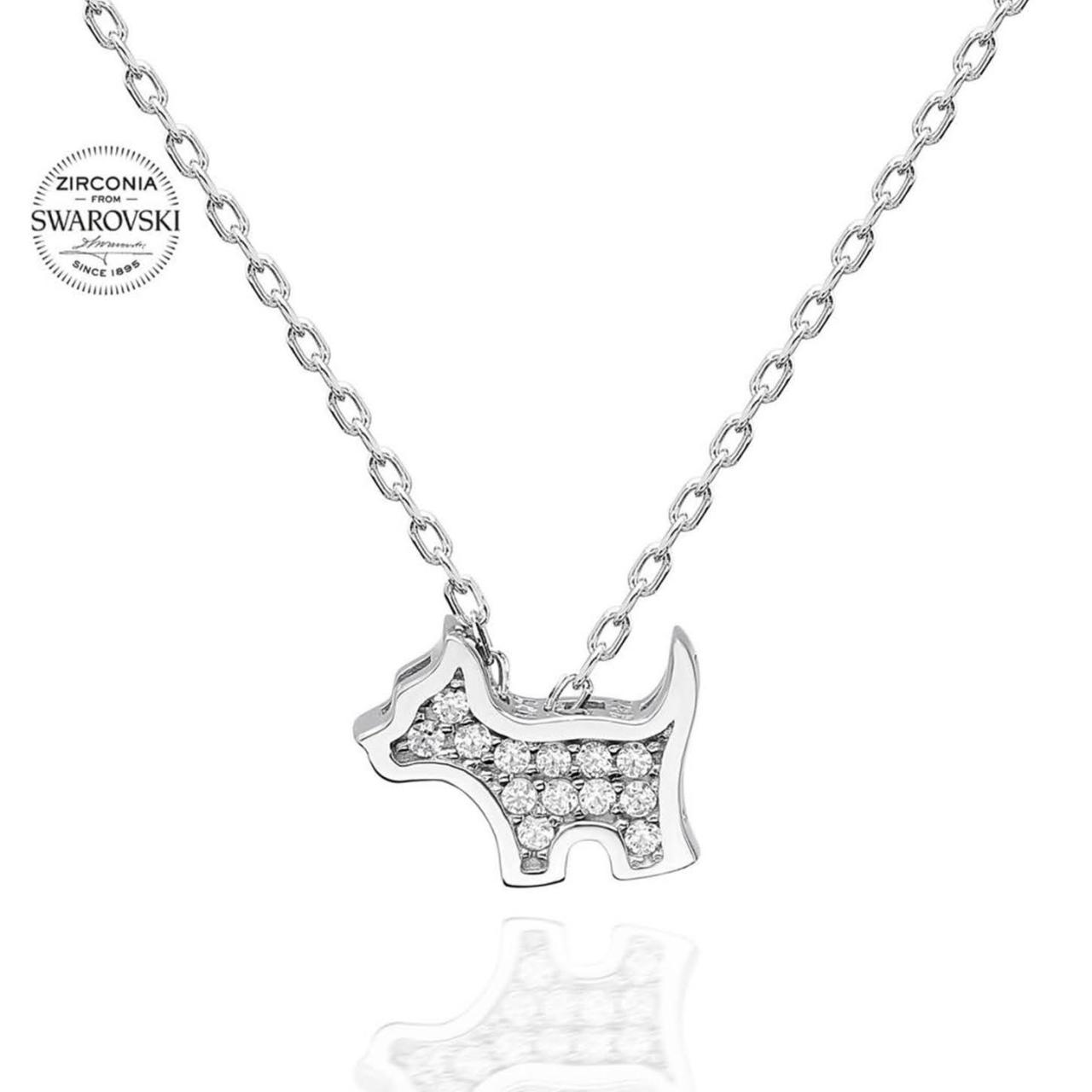 Swarovski Taşlı Köpek Gümüş Kolye