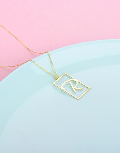 925 Ayar Gümüş Çerçeveli Harf Kolye