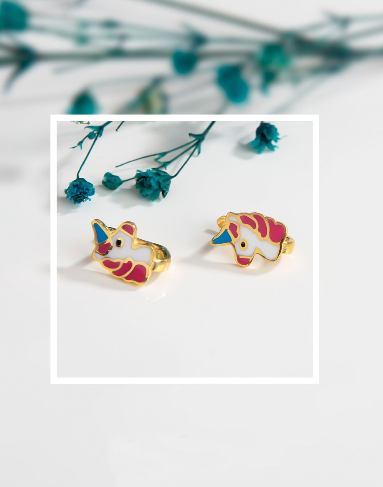 925 Ayar Gümüş Renkli Tek Boynuzlu At Çocuk Küpesi