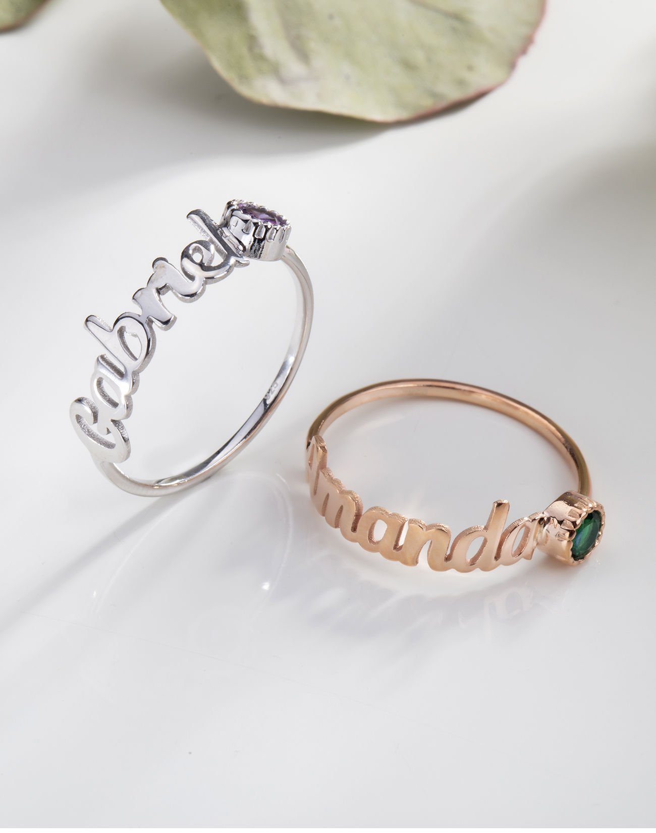 Kişiselleştirilebilir Doğum Taşı Detaylı Gümüş Yüzük