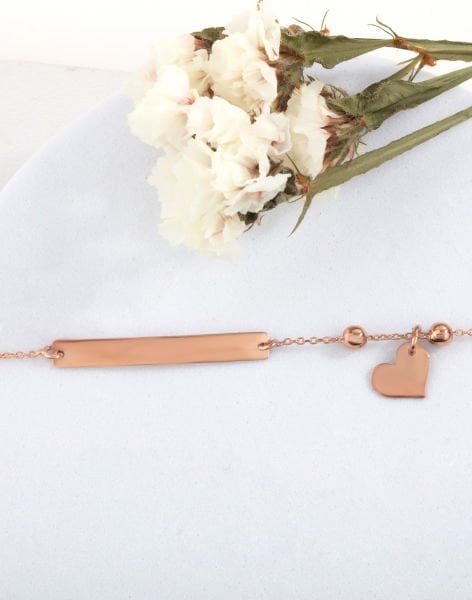 925 Ayar Gümüş Kalp Sallantılı İsimli Bileklik