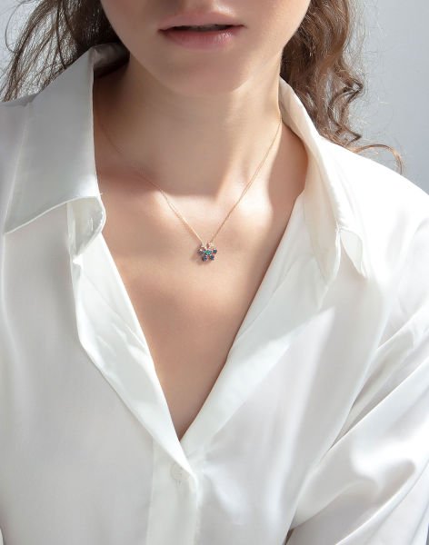 Kar Tanesi Kolye 925 Ayar Gümüş Rose Kaplama