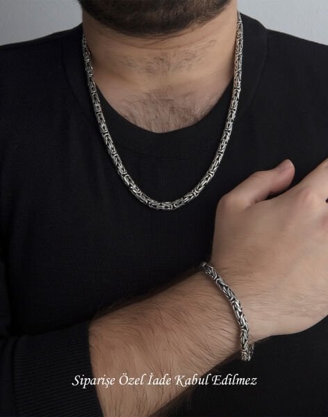 925 Ayar Gümüş Kral Zinciri Kolye ve Bileklik (6mm)