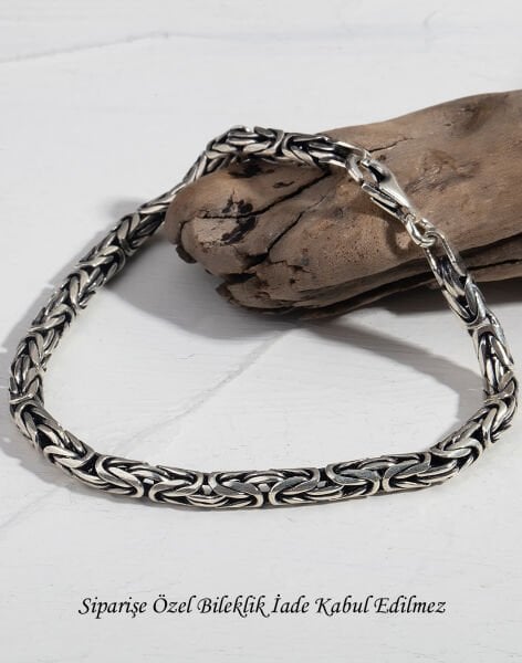 925 Ayar Gümüş Kral Erkek Bilekliği (6mm)