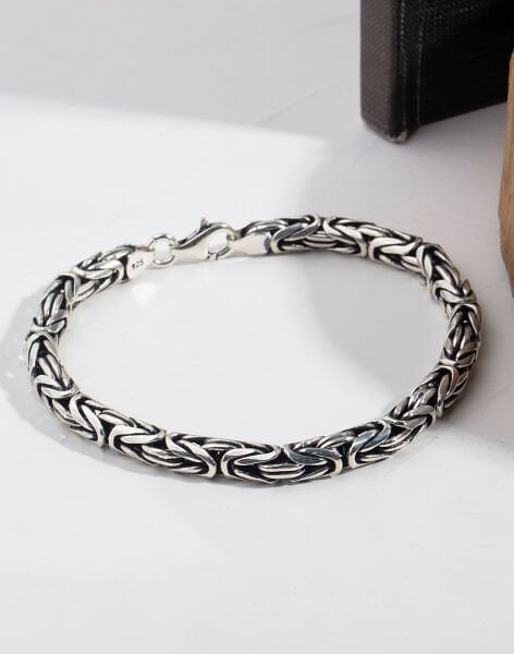 925 Ayar Gümüş Kral Erkek Bilekliği (6mm)