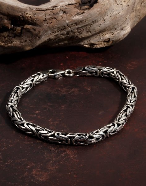 925 Ayar Gümüş Kral Erkek Bilekliği (6mm)