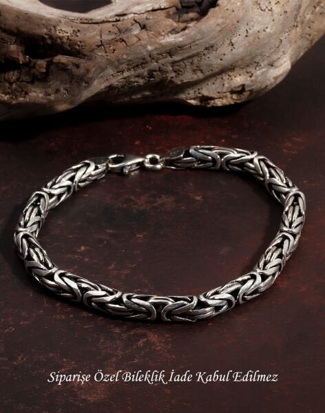 925 Ayar Gümüş Kral Erkek Bilekliği (6mm)