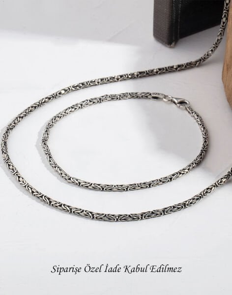 925 Ayar Gümüş Kral Zincir Kolye ve Bileklik 3mm