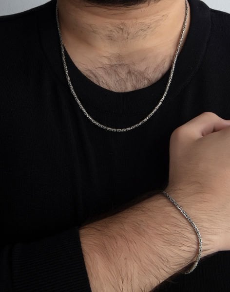 925 Ayar Gümüş Kral Zincir Kolye ve Bileklik 3mm