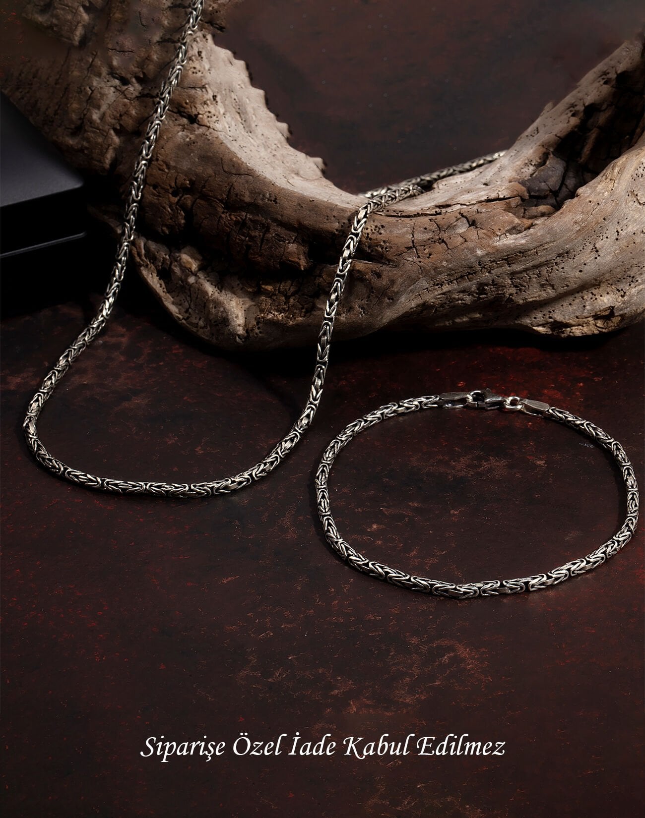 925 Ayar Gümüş Kral Zincir Kolye ve Bileklik 3mm