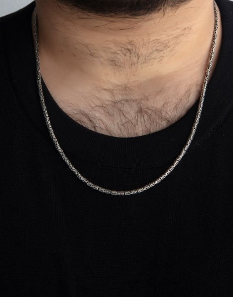 925 Ayar Gümüş Kral Zincir Erkek Kolyesi 3mm