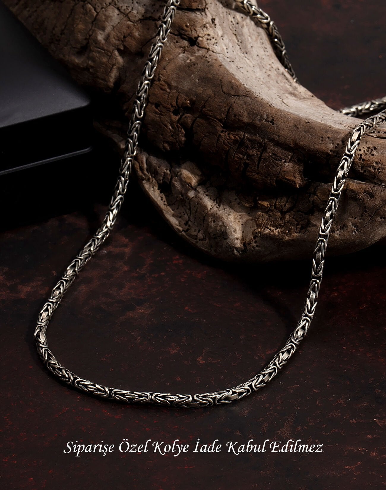 925 Ayar Gümüş Kral Zincir Erkek Kolyesi 3mm