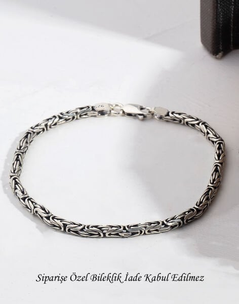 925 Ayar Gümüş Kral Zincir Erkek Bilekliği 5mm