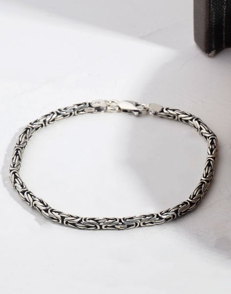 925 Ayar Gümüş Kral Zincir Erkek Bilekliği 5mm