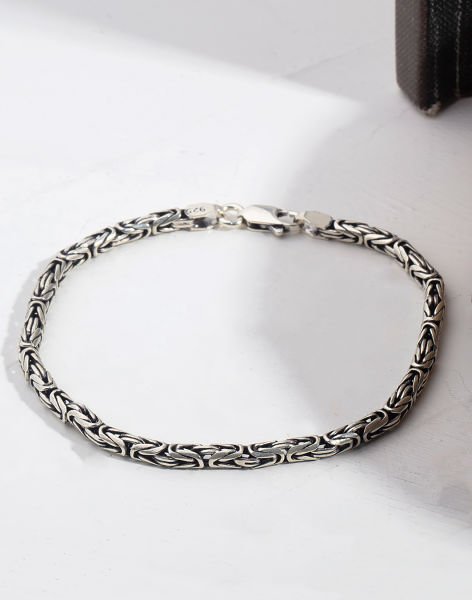 925 Ayar Gümüş Kral Zincir Erkek Bilekliği 5mm