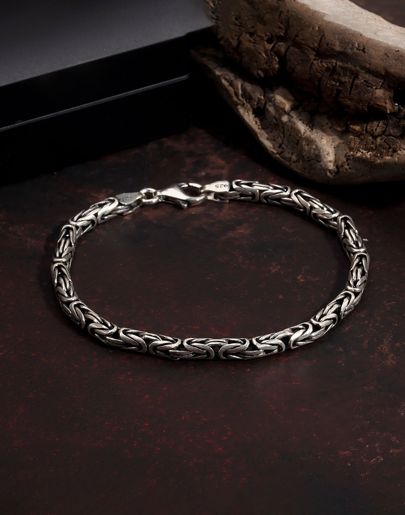 925 Ayar Gümüş Kral Zincir Erkek Bilekliği 5mm