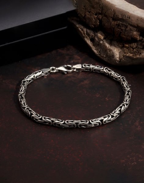 925 Ayar Gümüş Kral Zincir Erkek Bilekliği 5mm