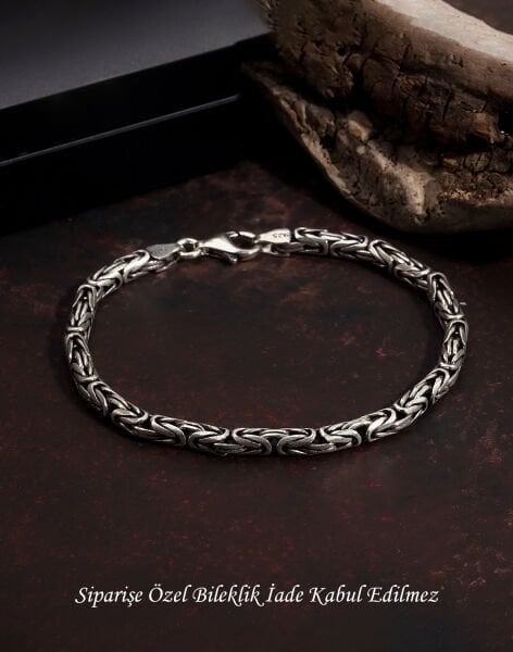 925 Ayar Gümüş Kral Zincir Erkek Bilekliği 5mm