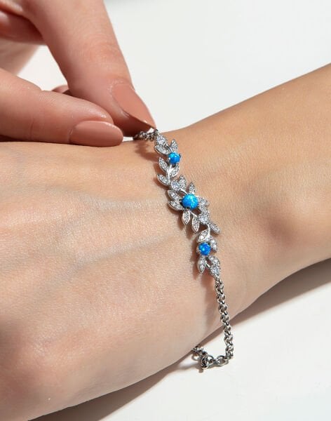 Özel Tasarım Opal Taşlı Gümüş Bileklik