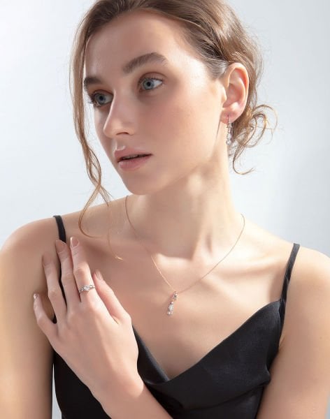 Elmas Montürü Gümüş 3'lü Takı Seti