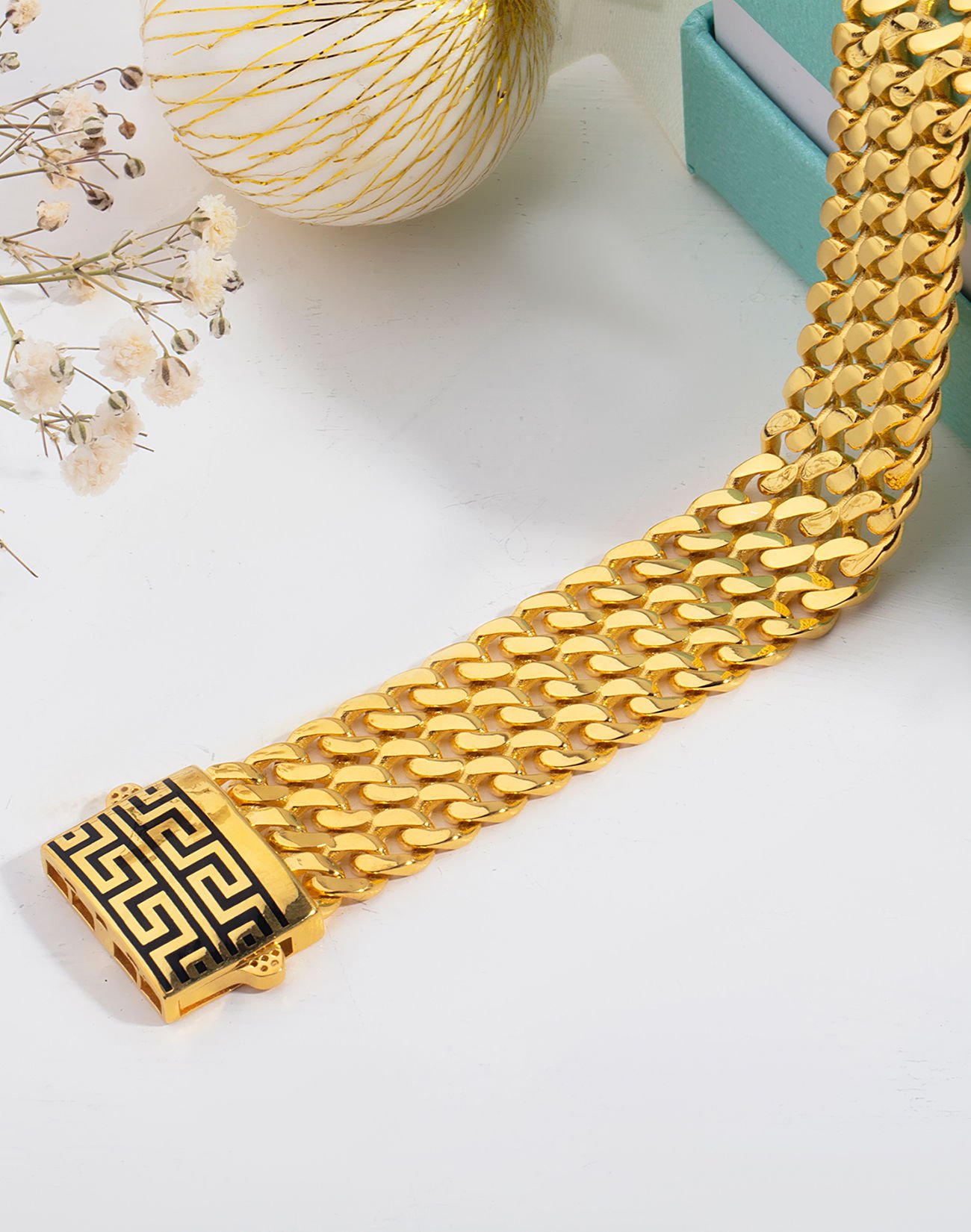 925 Ayar Gümüş Gurmet Hasır Tasarımı Bileklik 14 Ayar Altın Kaplama