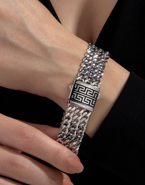 925 Ayar Gümüş Gurmet Hasır Tasarımı Bileklik Rodyum Kaplama