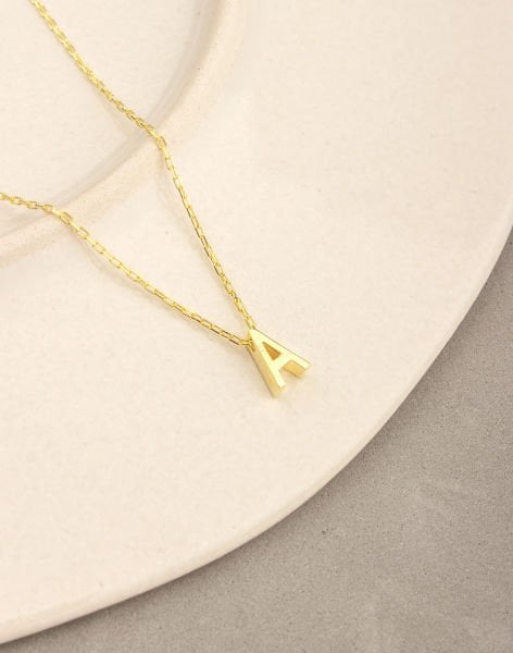 925 Ayar Gümüş  3D Harf Kolye