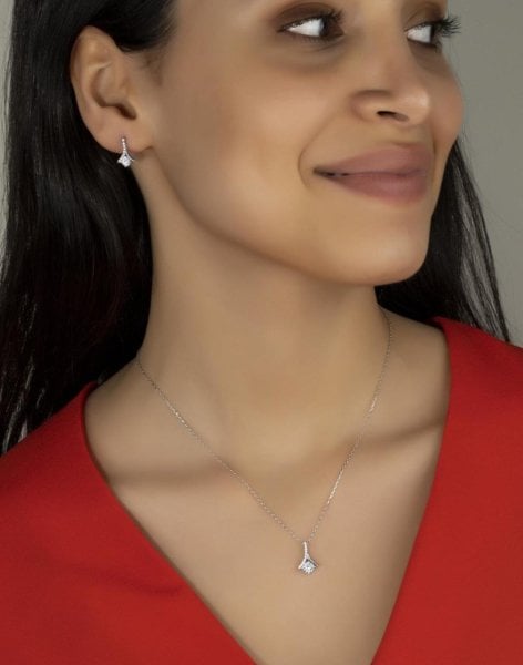 Pırlanta Modeli Gümüş 2'li Takı Seti