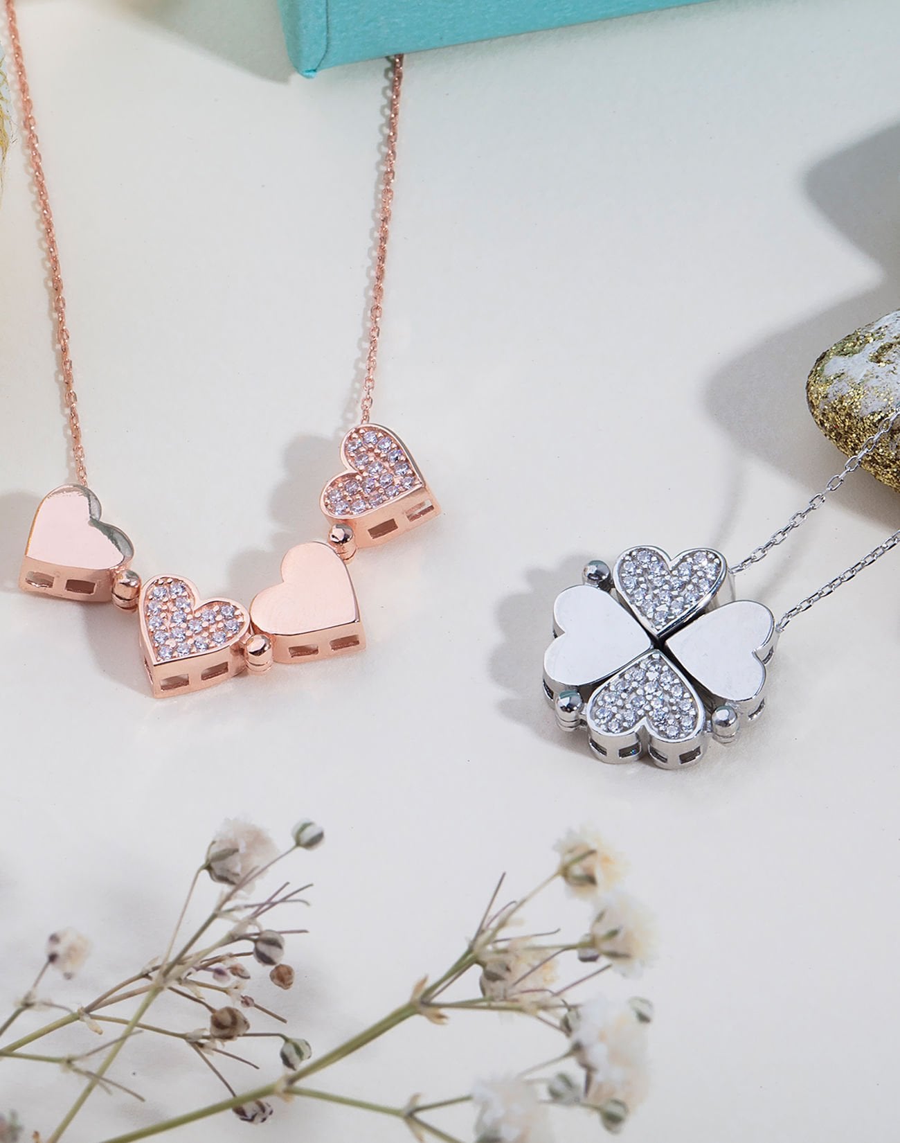 Mıknatıslı Dört Yapraklı Yonca Kolye