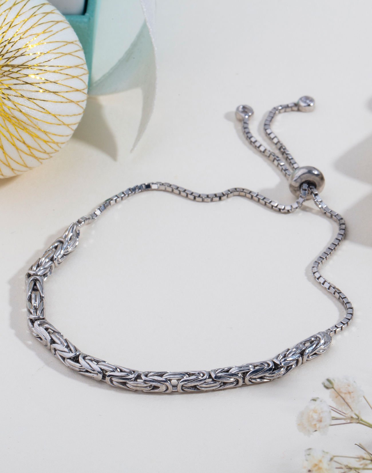 Kral Zincir Modeli Asansörlü Bileklik Rodyum Kaplama