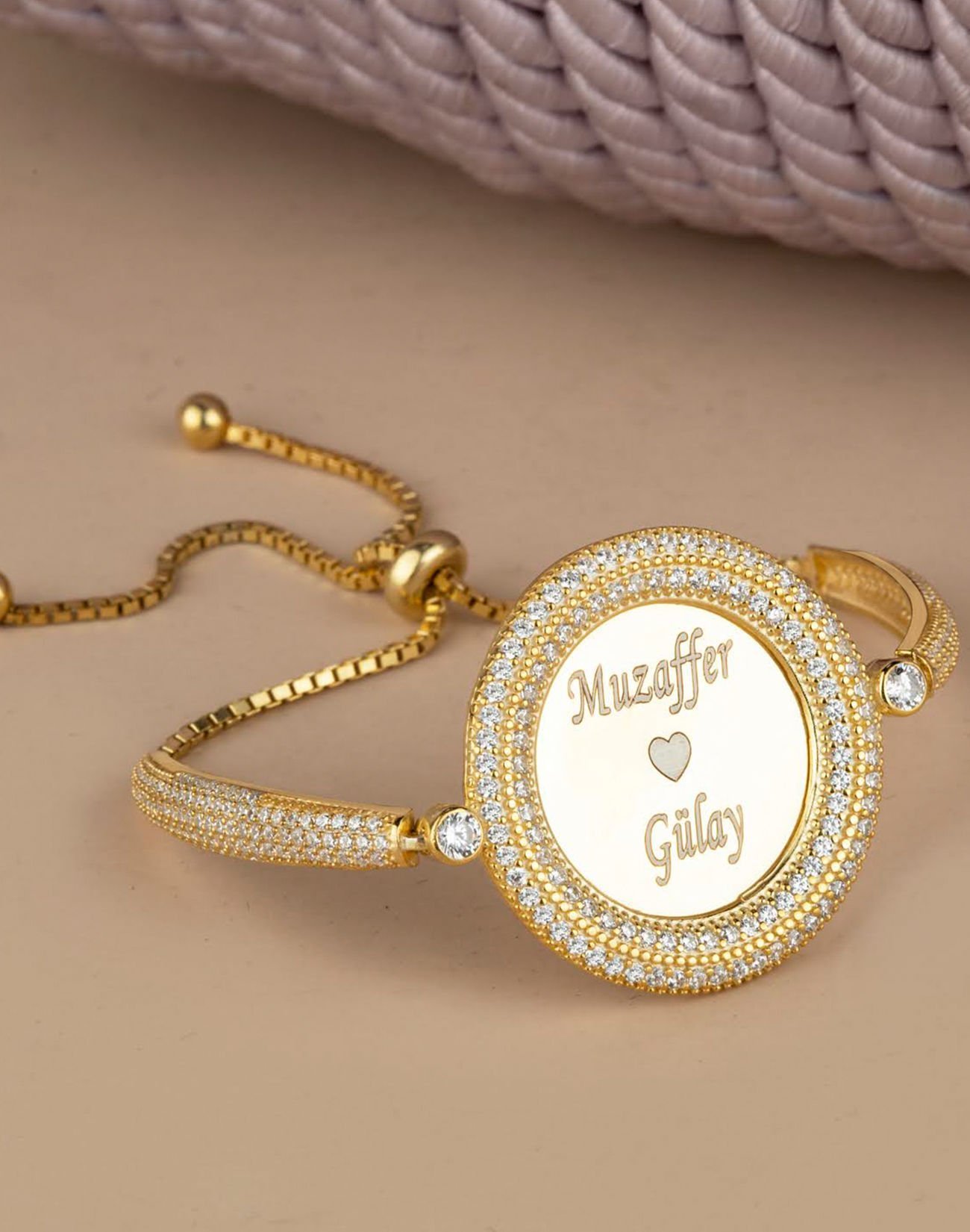 Çift Sıra İsimli Gümüş Asansörlü Bileklik