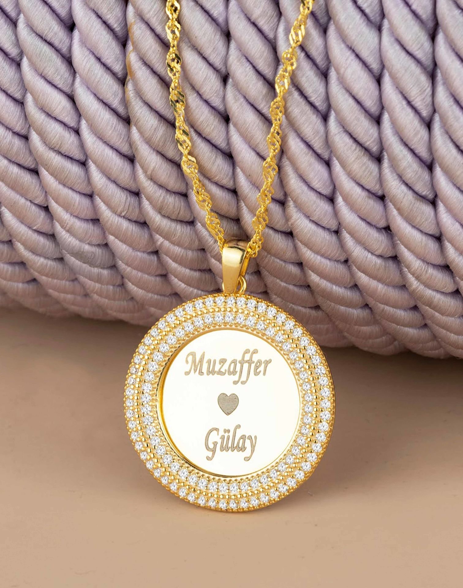 Çift Sıra Taşlı İsimli Gümüş Kolye