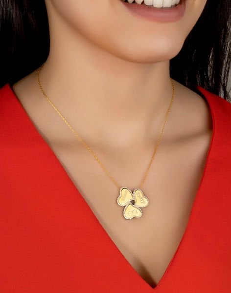 İsimli Üç Kalp Gümüş Kolye