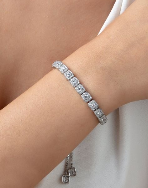 Pırlanta Modeli Aşk Yolu Gümüş Bileklik