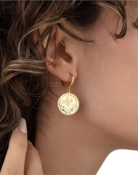 Reşat Baskılı 22 Ayar Altın Kaplamalı Gümüş Küpe