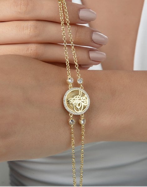 Altın Kaplama Tuğralı Gümüş Bileklik