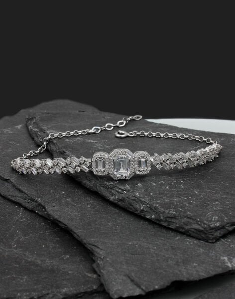 925 Ayar Gümüş Baget Taşlı Bileklik