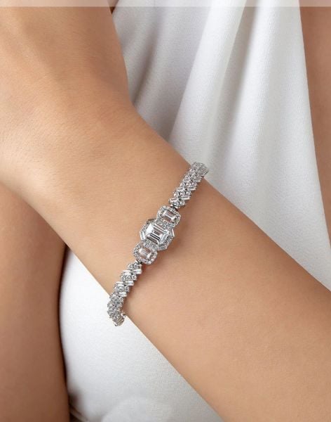 925 Ayar Gümüş Baget Taşlı Bileklik