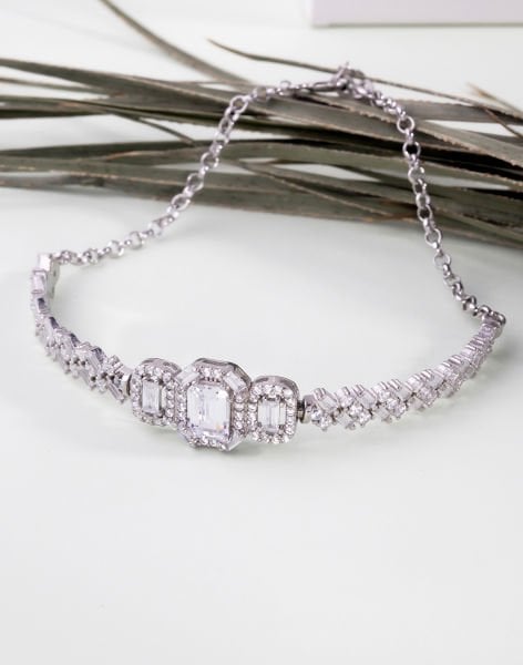 925 Ayar Gümüş Baget Taşlı Bileklik