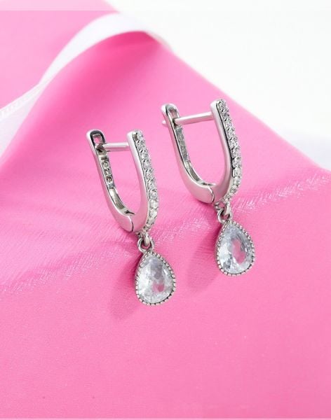 925 Ayar Gümüş Damla Taşlı Küpe