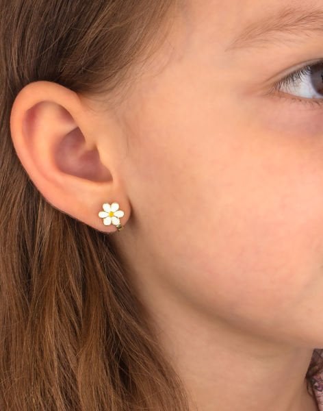 925 Ayar Gümüş Papatya Çocuk Küpesi