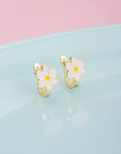 925 Ayar Gümüş Papatya Çocuk Küpesi