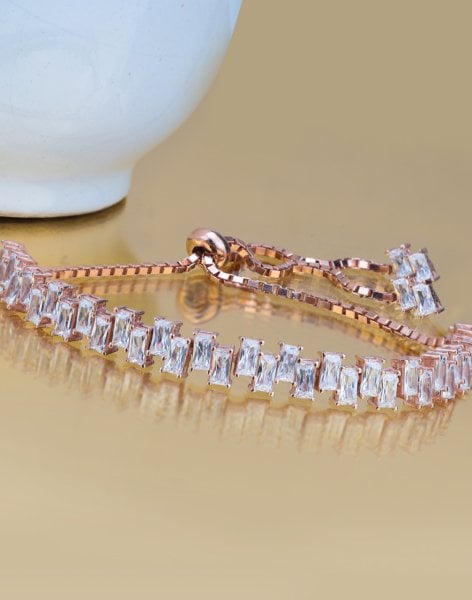 Baget Taşlı Gümüş Su Yolu Bileklik